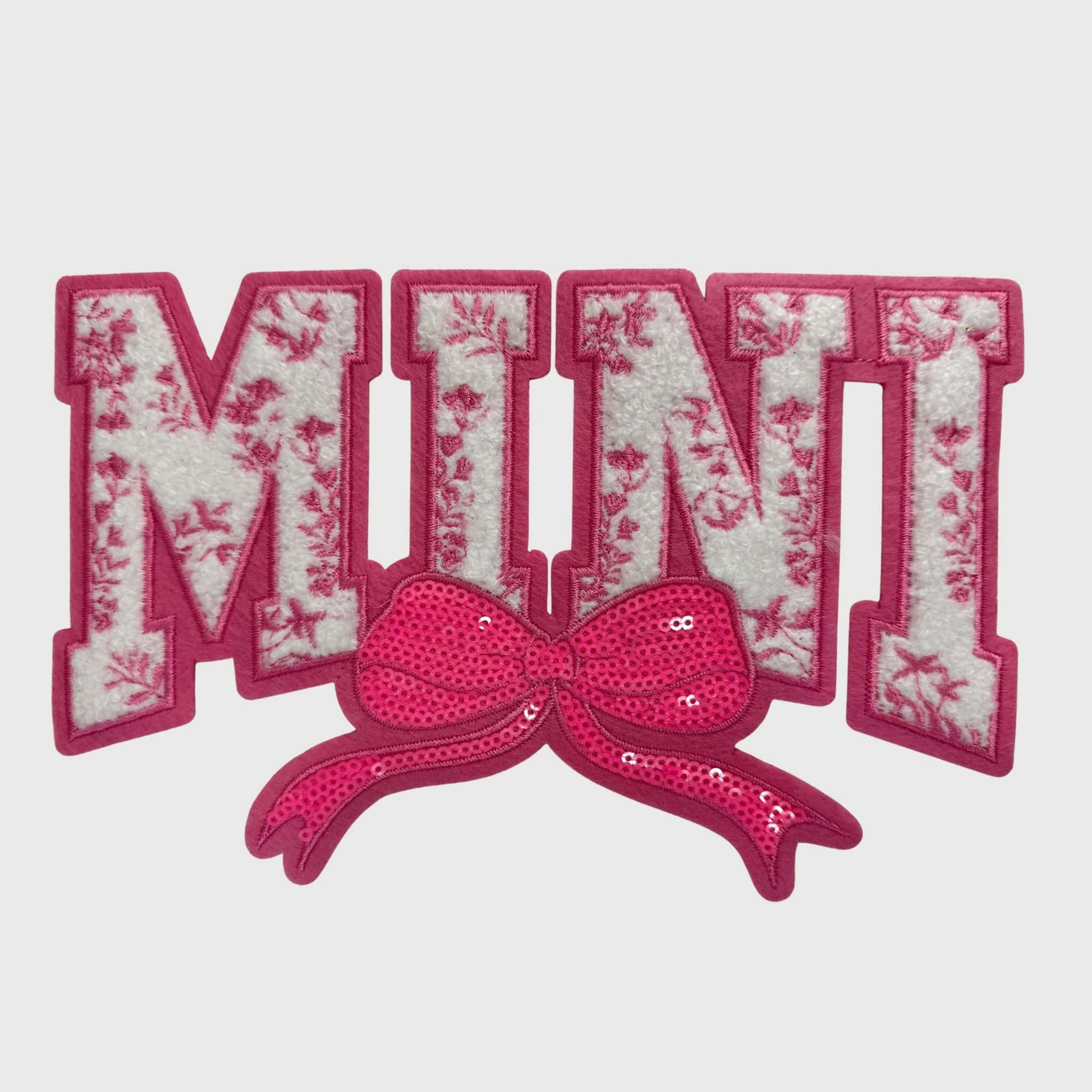 ILTEX Apparel Chenille Patches Pink CP12339 - Mini Floral Chenille Bow Patch