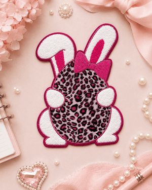 ILTEX Apparel Chenille Patches Pink CP1251 - Cheetah Egg & Bunny Easter Patch