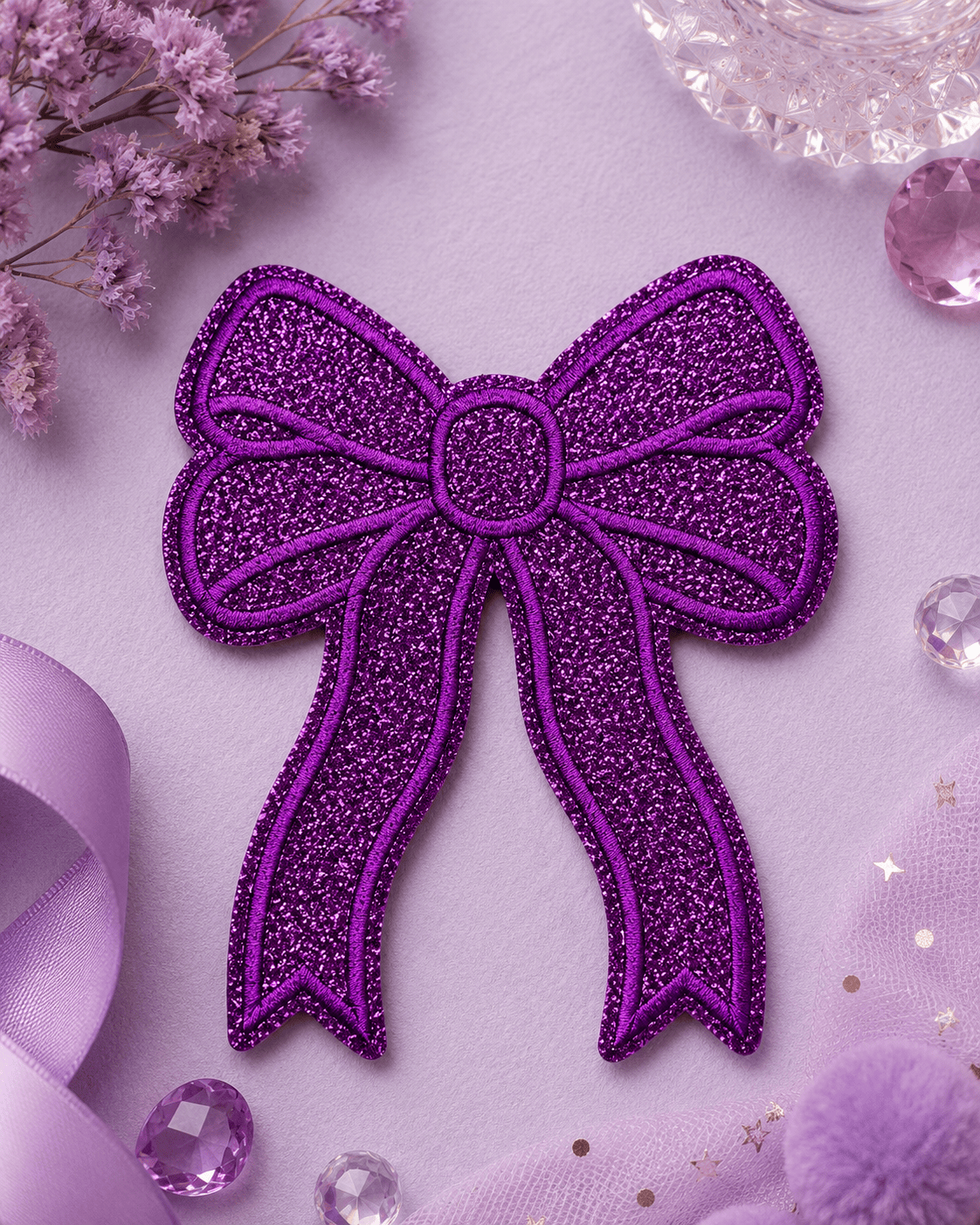 ILTEX Apparel Chenille Patches Purple CP1245 - Glittery Bows 2.0