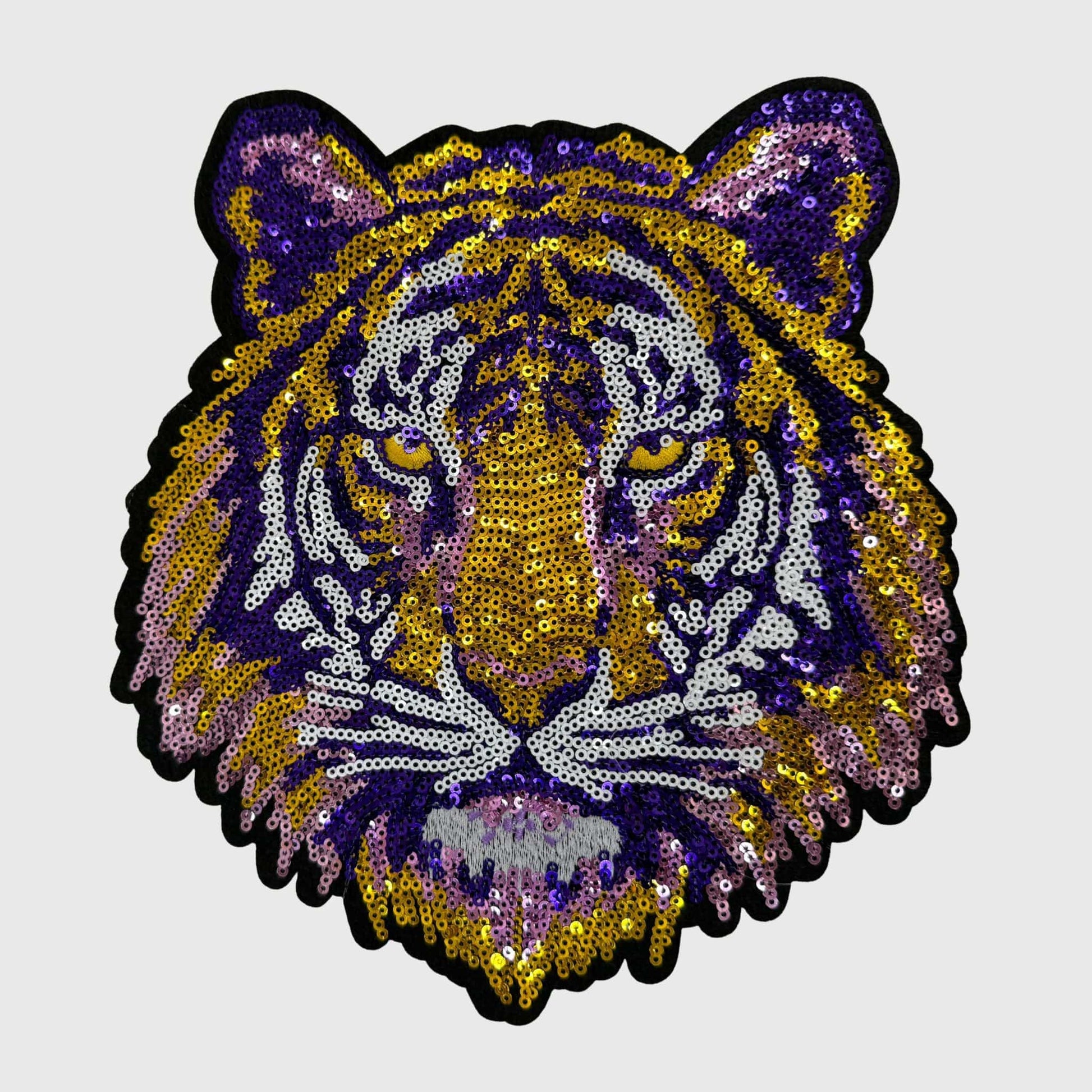 ILTEX Apparel Chenille Patches Purple/Gold CP1225 - Game Day Tiger Mascot Patch