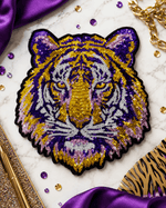 ILTEX Apparel Chenille Patches Purple/Gold CP1225 - Game Day Tiger Mascot Patch
