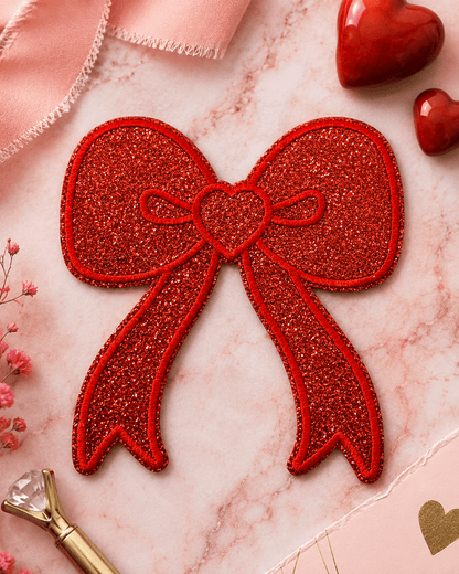 ILTEX Apparel Chenille Patches Red CP1211 - Glittery bow Patch