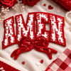 CP1240 - Amen Floral Chenille Bow Patch - Red