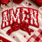 ILTEX Apparel Chenille Patches Red CP1240 - Amen Floral Chenille Bow Patch
