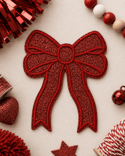ILTEX Apparel Chenille Patches Red CP1245 - Glittery Bows 2.0