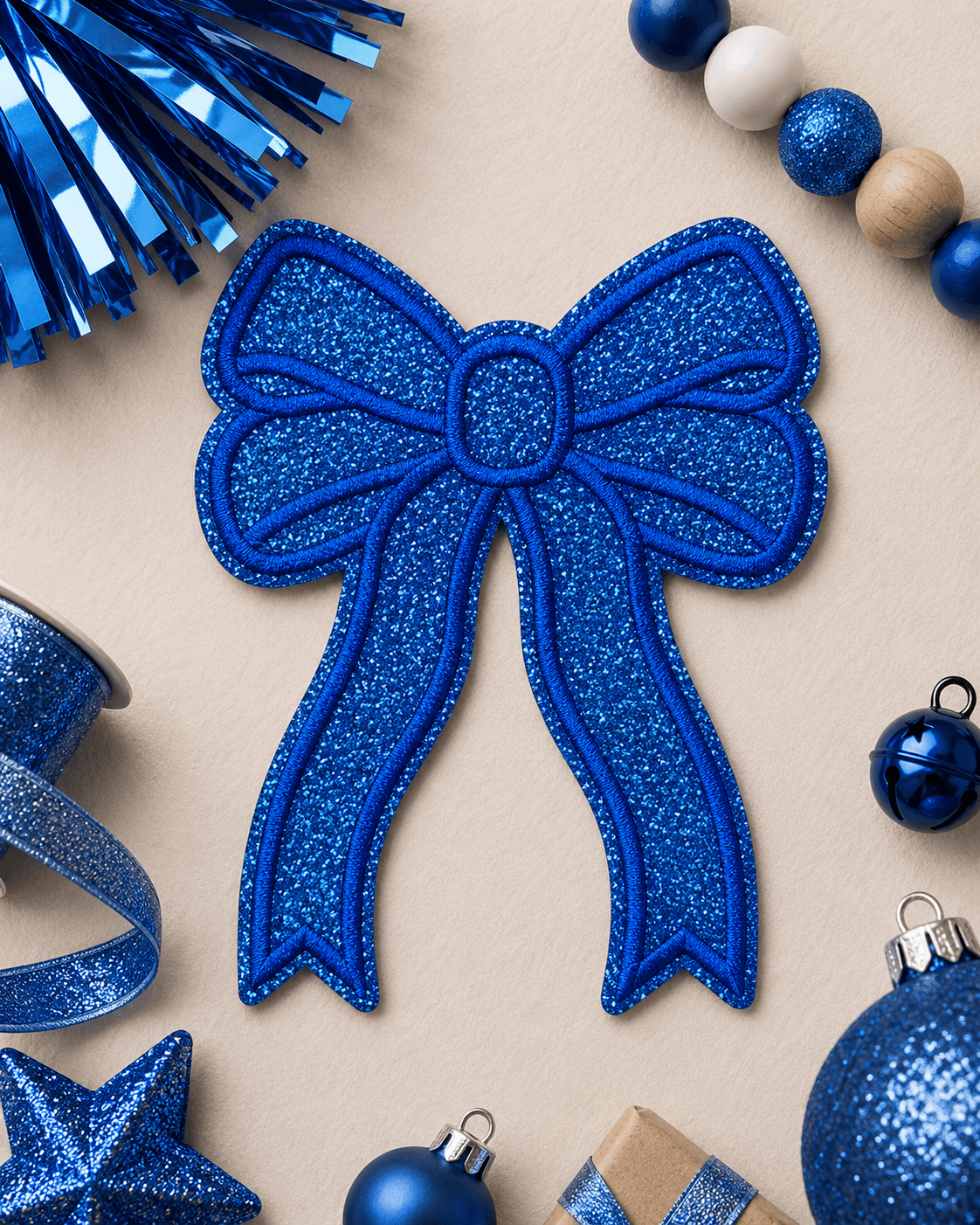 ILTEX Apparel Chenille Patches Royal Blue CP1245 - Glittery Bows 2.0