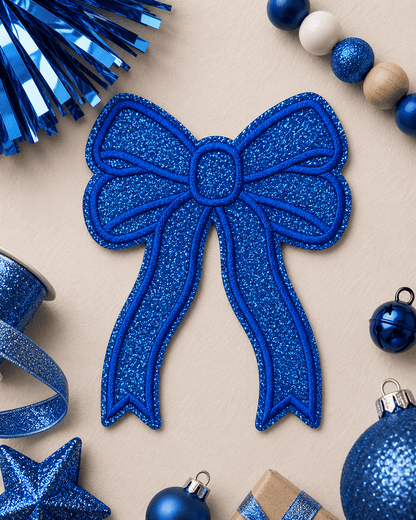 ILTEX Apparel Chenille Patches Royal Blue CP1245 - Glittery Bows 2.0