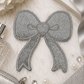 ILTEX Apparel Chenille Patches Silver CP1211 - Glittery bow Patch