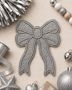 ILTEX Apparel Chenille Patches Silver CP1245 - Glittery Bows 2.0