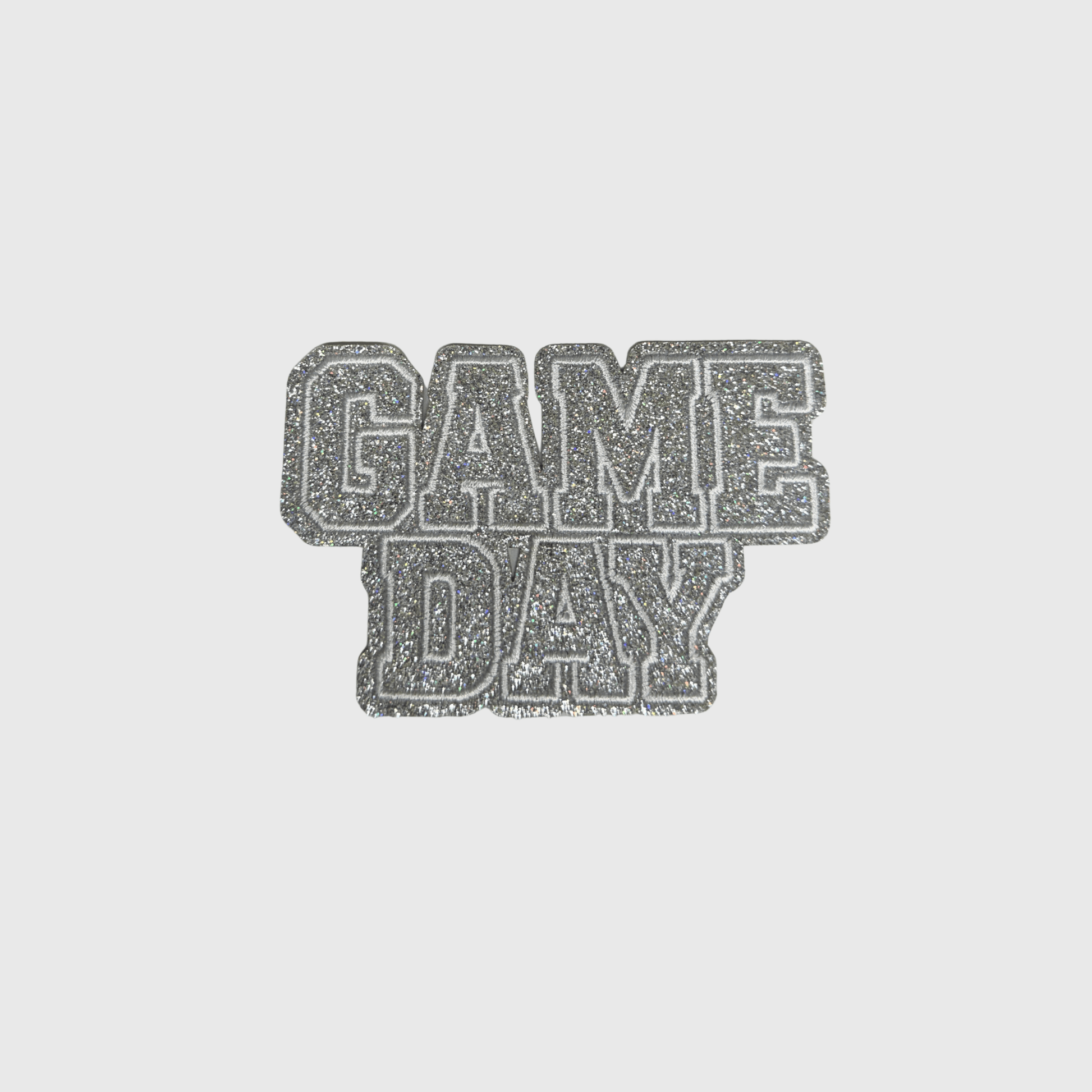 ILTEX Apparel Chenille Patches Silver CP1246 - Glittery Game Day Hat Patches