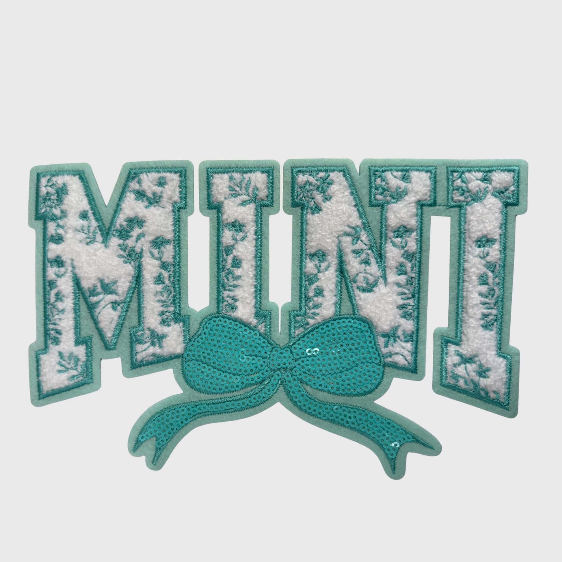 ILTEX Apparel Chenille Patches Teal CP12339 - Mini Floral Chenille Bow Patch