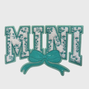 ILTEX Apparel Chenille Patches Teal CP12339 - Mini Floral Chenille Bow Patch