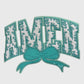 ILTEX Apparel Chenille Patches Teal CP12340 - Amen Floral Chenille Bow Patch