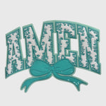 ILTEX Apparel Chenille Patches Teal CP12340 - Amen Floral Chenille Bow Patch