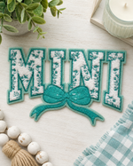 ILTEX Apparel Chenille Patches Teal CP1239 - Mini Floral Chenille Bow Patch