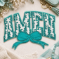 ILTEX Apparel Chenille Patches Teal CP1240 - Amen Floral Chenille Bow Patch