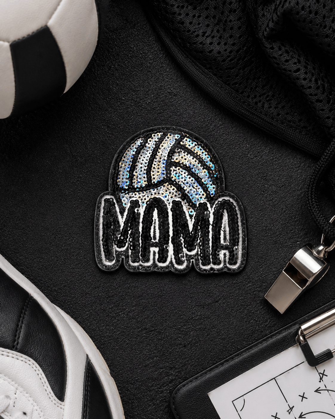 ILTEX Apparel Chenille Patches Volleyball CP1249 - Sequin Sports Mama Hat Patches