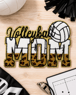 ILTEX Apparel Chenille Patches Volleyball Mom CP1241 - Glitter Leopard Sports Mom Chenille Patch Collection