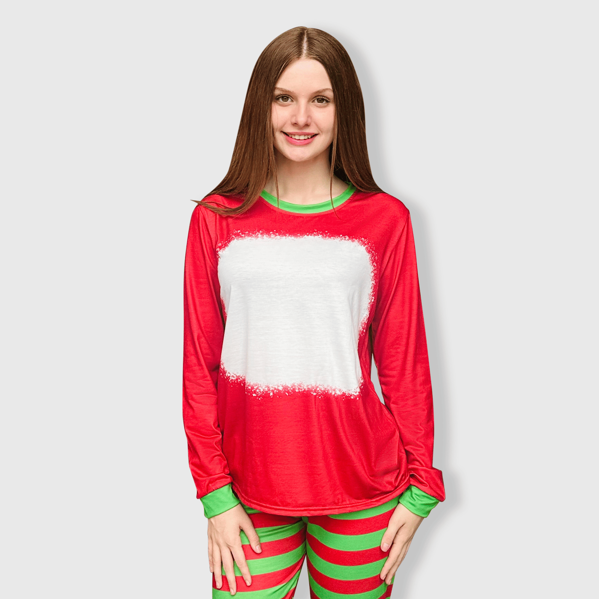 ILTEX Apparel Christmas FAUX Bleached Red Green Family Pajama Set (Kids & Adult)