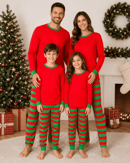 ILTEX Apparel Christmas Red Green Family Pajama Set (Kids & Adult)