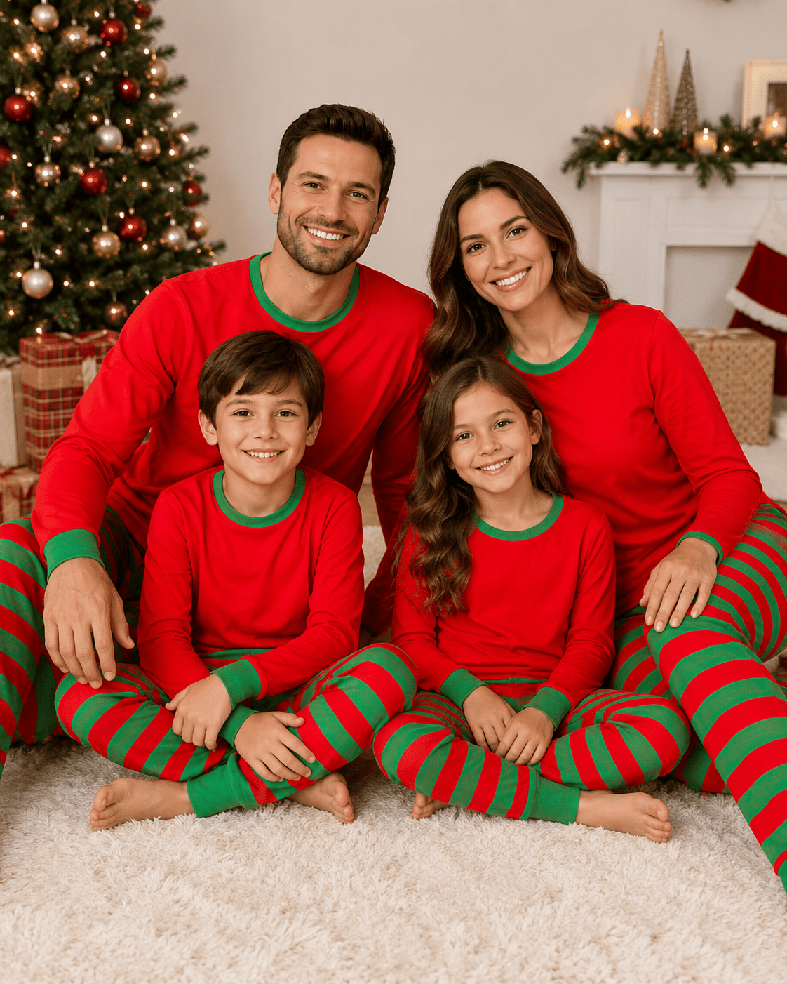 ILTEX Apparel Christmas Red Green Family Pajama Set (Kids & Adult)