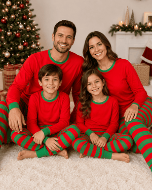 ILTEX Apparel Christmas Red Green Family Pajama Set (Kids & Adult)