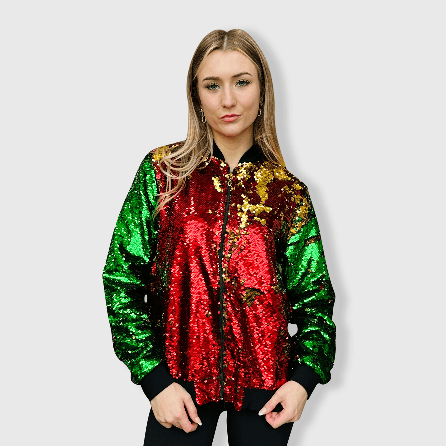 ILTEX Apparel Christmas Sequin Bomber Jacket