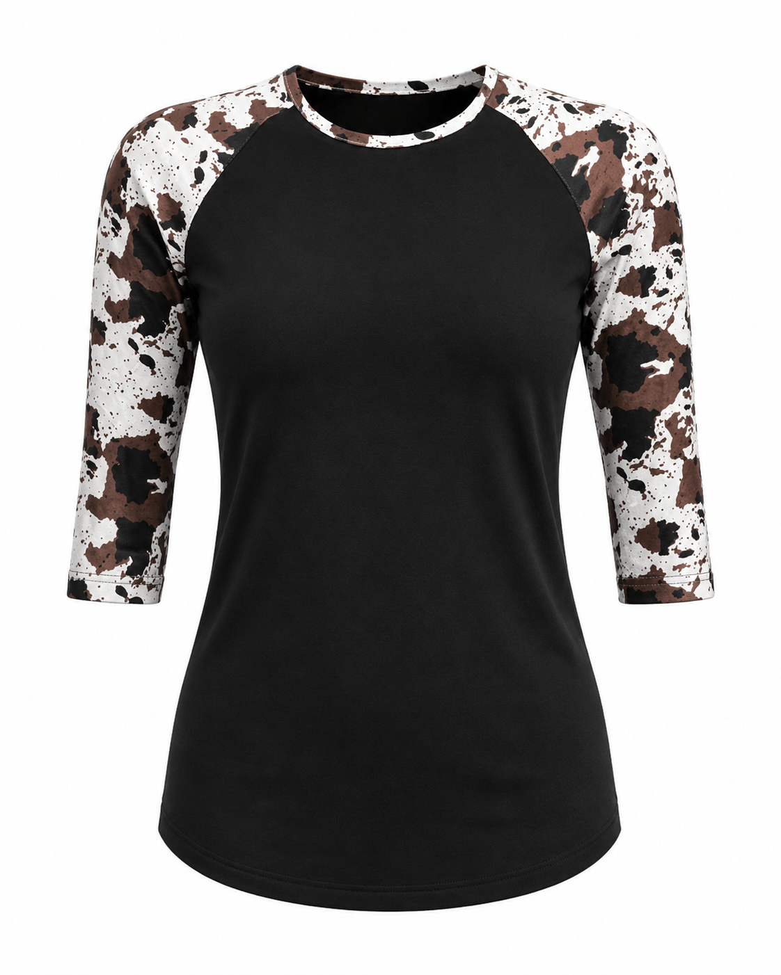 ILTEX Apparel Cow Print Black Top