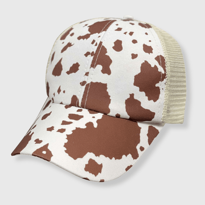 ILTEX Apparel Cow Print Brown White Cap