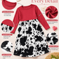 ILTEX Apparel Cow Red Long Sleeve Maxi Dress Kids