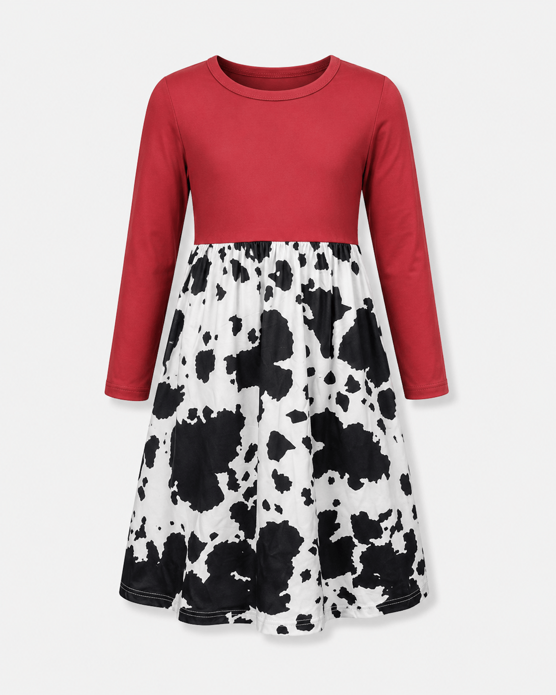 ILTEX Apparel Cow Red Long Sleeve Maxi Dress Kids