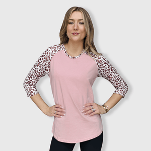 ILTEX Apparel Dusty Pink White Cheetah Top