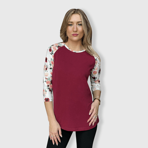 ILTEX Apparel Floral Burgundy Top