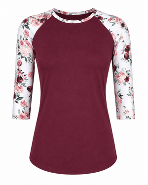 ILTEX Apparel Floral Burgundy Top