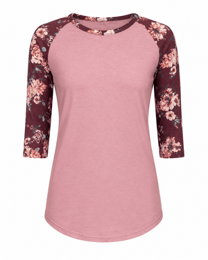 ILTEX Apparel Floral Pink Burgundy Top