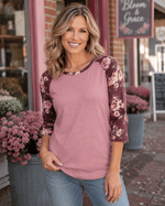 ILTEX Apparel Floral Pink Burgundy Top