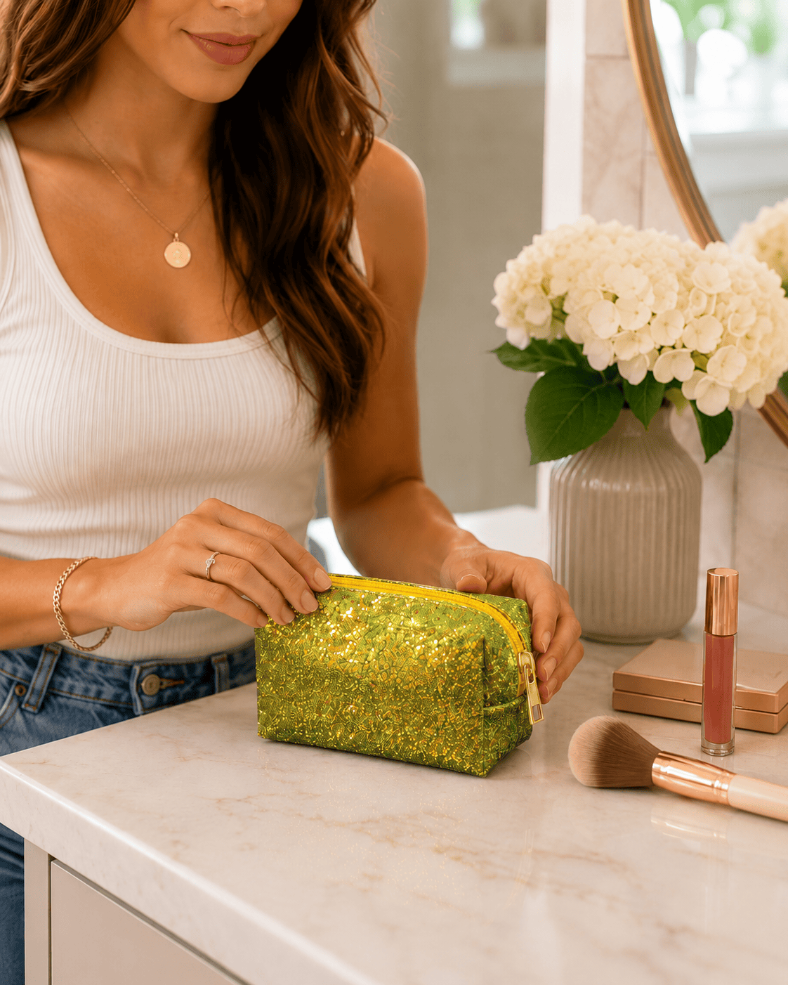 ILTEX Apparel Glitter Gold Pouch
