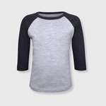 ILTEX Apparel Gray/Navy / 6 Months Kids Plain Raglan 3/4 T-Shirt - Gray Body