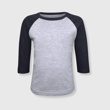 ILTEX Apparel Gray/Navy / 6 Months Kids Plain Raglan 3/4 T-Shirt - Gray Body
