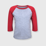 ILTEX Apparel Gray/Red / 6 Months Kids Plain Raglan 3/4 T-Shirt - Gray Body