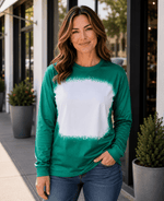 ILTEX Apparel Green / Small Faux Bleached Crewneck Long Sleeve Top