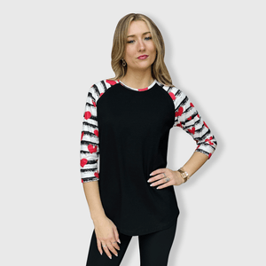 ILTEX Apparel Heart Striped Black Top