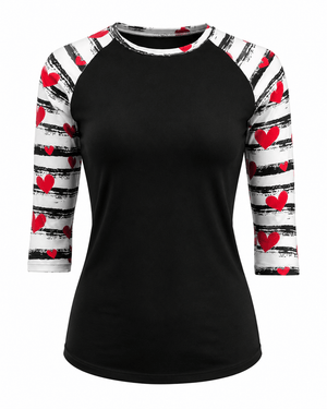 ILTEX Apparel Heart Striped Black Top