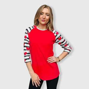 ILTEX Apparel Heart Striped Red Top