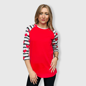 ILTEX Apparel Heart Striped Red Top