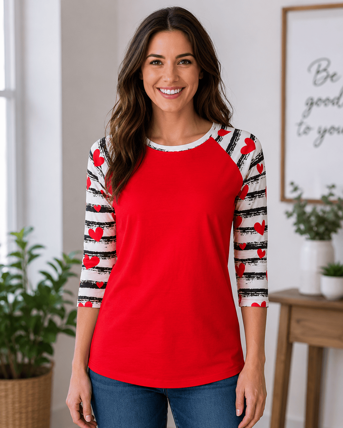 ILTEX Apparel Heart Striped Red Top