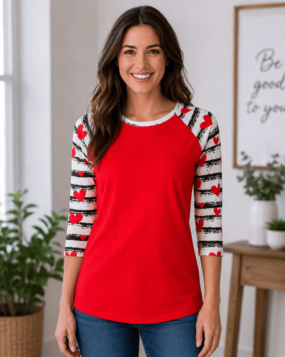 ILTEX Apparel Heart Striped Red Top