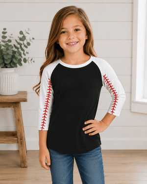 ILTEX Apparel Kids Clothing 2T / Black/White Baseball Sleeve Raglan Kids