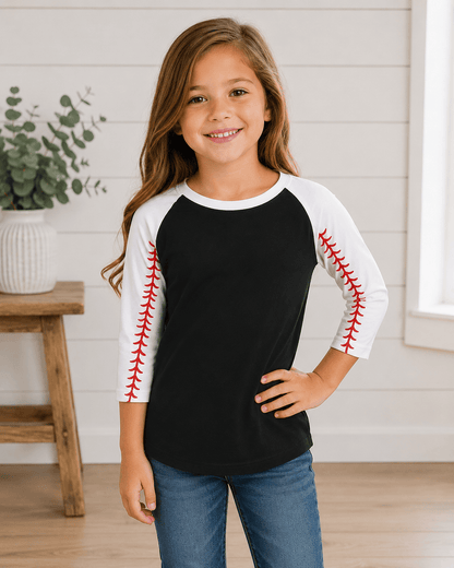 ILTEX Apparel Kids Clothing 2T / Black/White Baseball Sleeve Raglan Kids