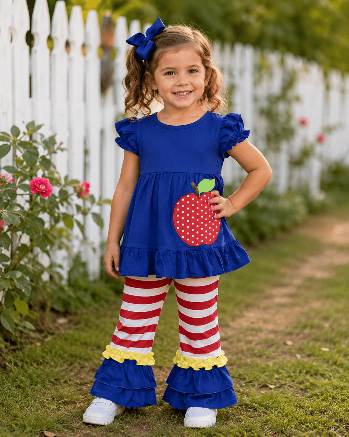 ILTEX Apparel Kids Clothing Apple Blue Ruffle Outfit Kids